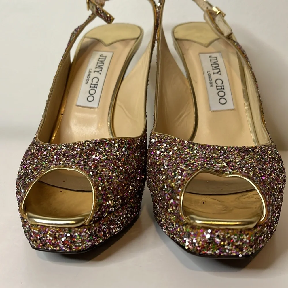 Jimmy Choo platform glitter stilettos‎ size 8.5